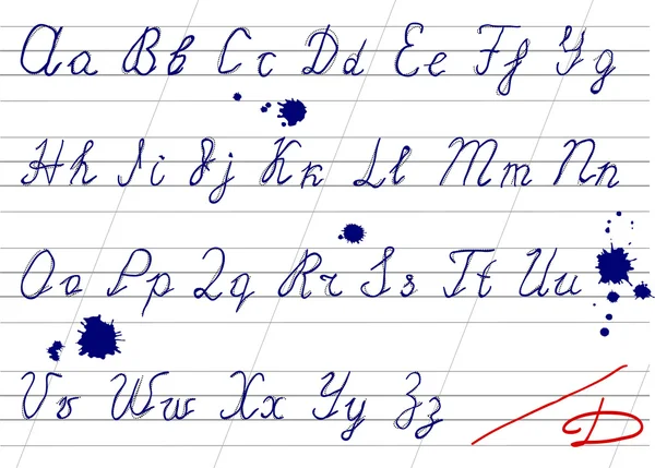 Alfabeto inesatto di scrittura a mano — Vettoriale Stock