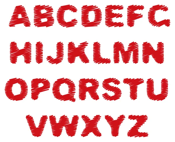 Alfabeto marcatore rosso — Vettoriale Stock