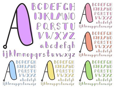 Vintage sketch alphabet clipart