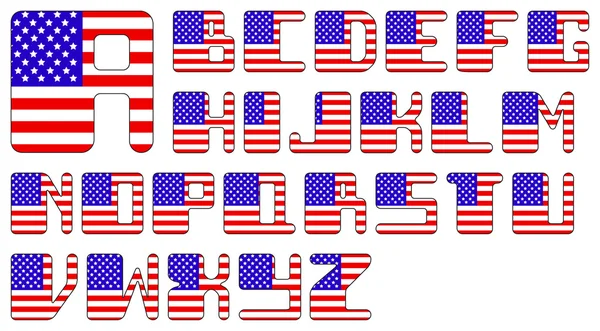 Alfabeto de la bandera de EE.UU. — Archivo Imágenes Vectoriales