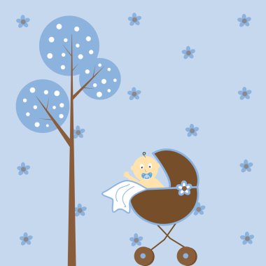 Baby Boy in Stroller clipart