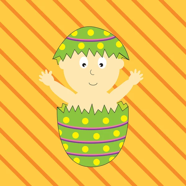 Bebé en huevo de Pascua — Vector de stock