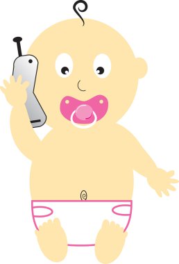 Cell Phone Baby Girl clipart