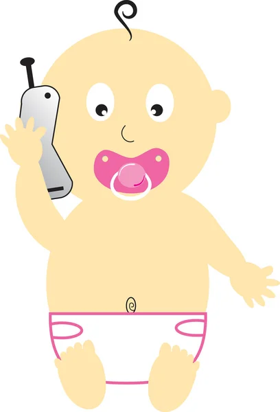 Téléphone portable bébé fille — Image vectorielle