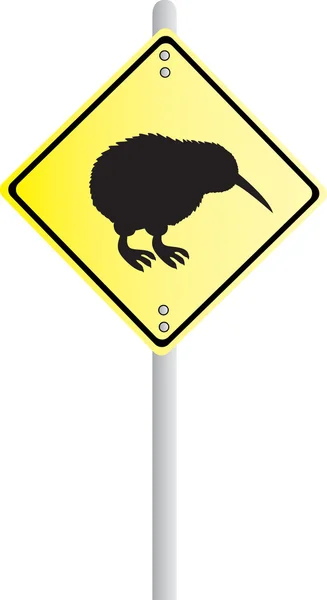 Kiwi Crossing Road Sign — Stock Vector