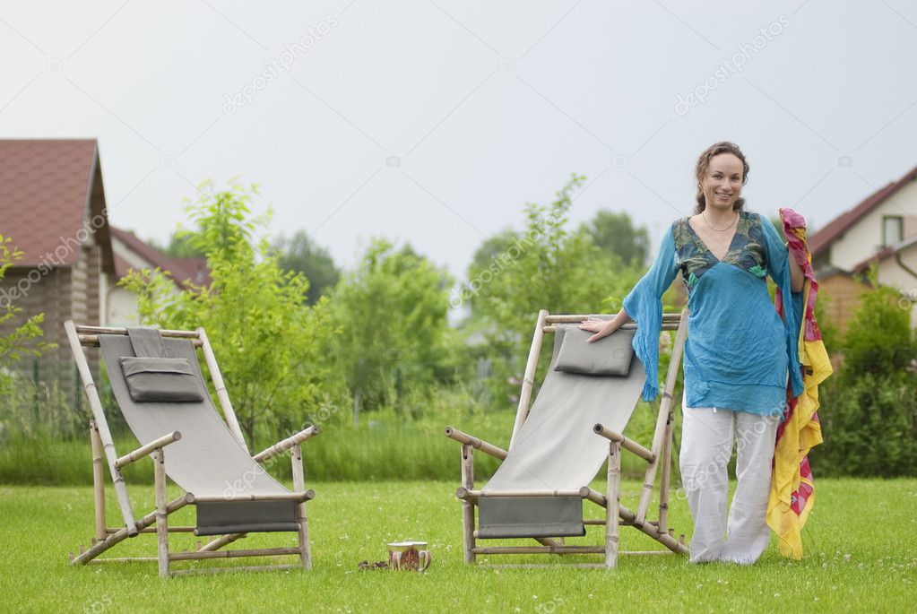 Young woman relaxing on nature