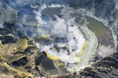 Volcano Kerinci. Crater lake. clipart