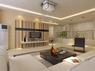 Modern living room.3d render.