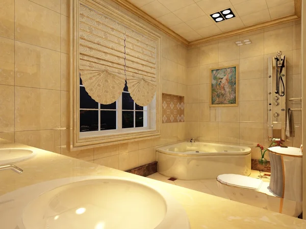 浴室内部的3D渲染 — 图库照片