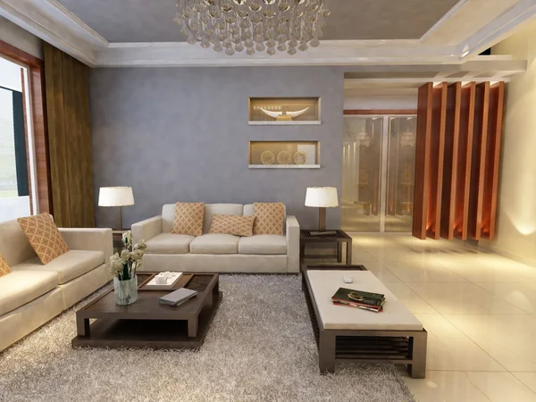 Sala de estar moderna.3d render . — Fotografia de Stock