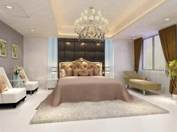 Rendering of home interior focused on bed room — Stock Photo, Image