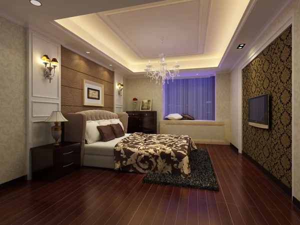 Rendering van interieur gericht op bed kamer — Stockfoto