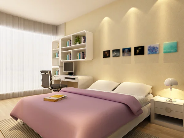 Rendering von Home Interieur konzentrierte sich auf Schlafzimmer — Stockfoto