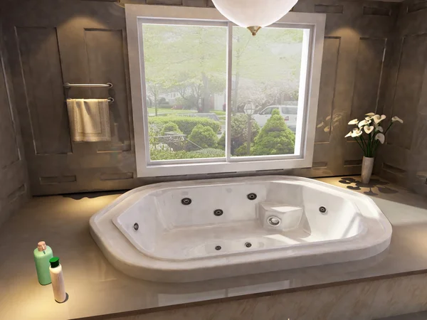 3D визуализация интерьера ванной комнаты — стоковое фото