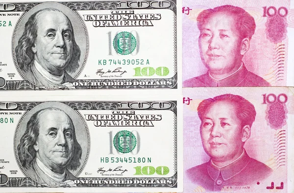 Dólar EUA vs RMB Crise chinesa Economia do mundo — Fotografia de Stock
