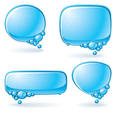 Aqua speech bubble set clipart