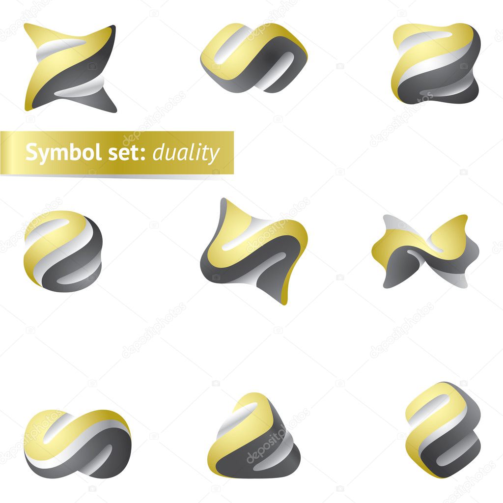 Set of abstract duality symbols. May used as icon or logo
