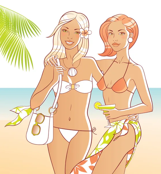 Chicas de playa — Archivo Imágenes Vectoriales
