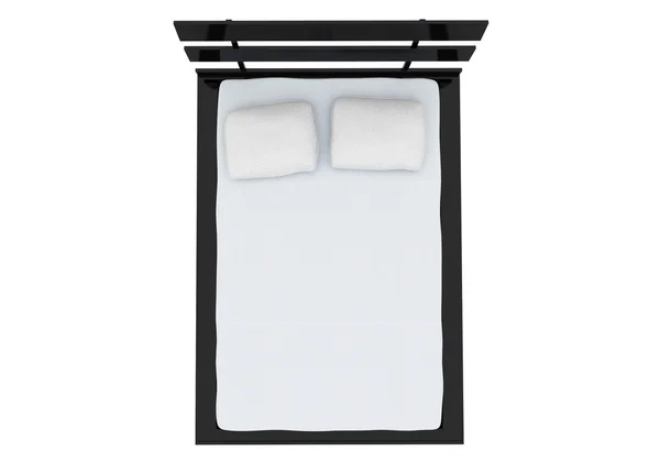 白で隔離されるダブル ベッド — ストック写真
