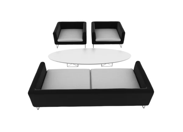 Möbel, Sofa und Stühle isoliert auf weißem Hintergrund — Stockfoto