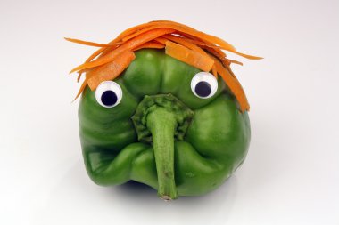 Green Bell Pepper with Personality (2) clipart