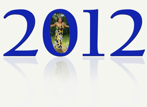 2012 with a Young Multiracial Beauty — Stock Photo, Image