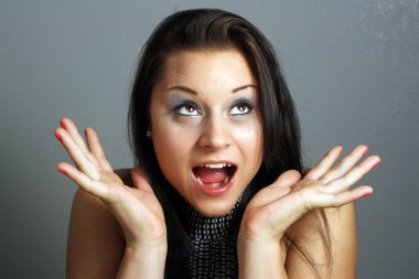 Beautiful Excited Brunette (1) clipart