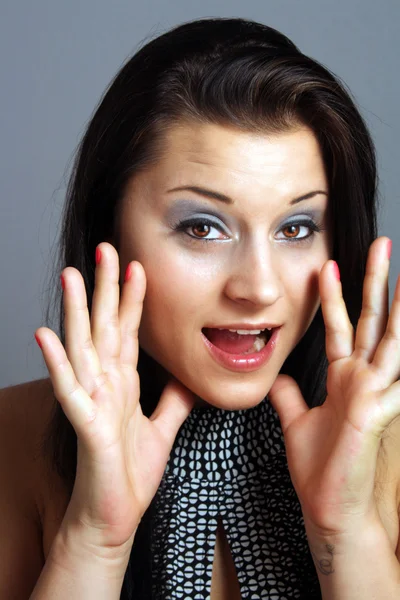 Beautiful Excited Talkative Brunette (2) — Stock Photo, Image