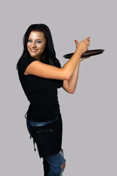 Beautiful Brunette Waitress (2) — Stock Photo, Image