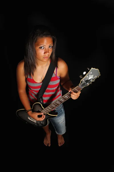 Schöne Teenager-Gitarristin (2)) — Stockfoto