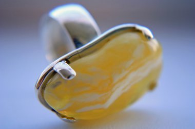 Silver ring with amber clipart