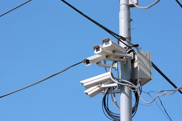 stock image Video cameras monitor the order in the city