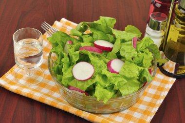 Mixed salad with lettuce and radish clipart