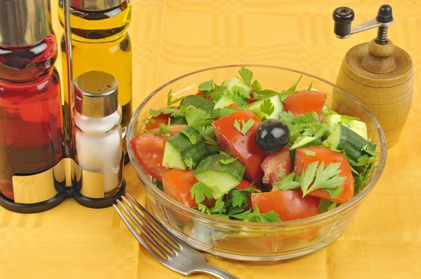Macedonian salad arrangement — Stock Photo, Image