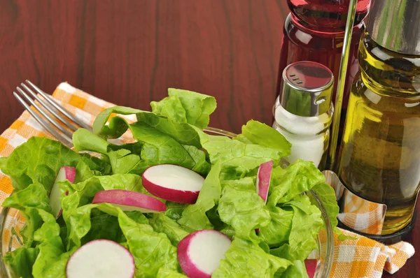 Mixed salad with lettuce and radish — Stock Photo, Image