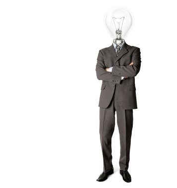 Businessman with lamp-head have got an idea clipart