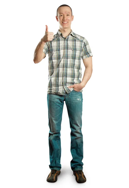 Full length man shows well done — Stock Photo, Image