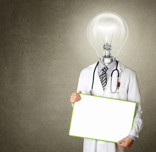 Doktor s prázdnou a hlava svítilny — Stock fotografie