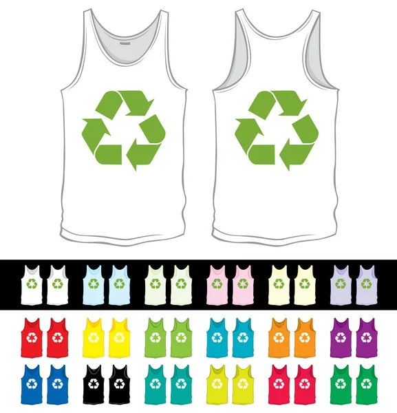 Chemise blanche d'une couleur différente avec symbole de recyclage — Image vectorielle