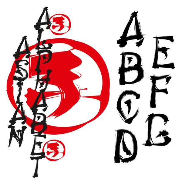 Asiatico vettore alfabeto — Vettoriale Stock