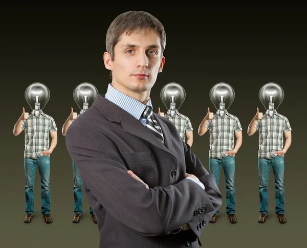 Lampa hlava podnikatelé ukazuje velmi dobře — Stock fotografie