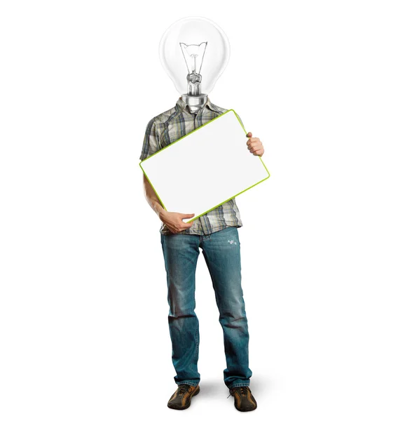 Lámpara jefe de negocios con tablero de escritura vacío — Foto de Stock