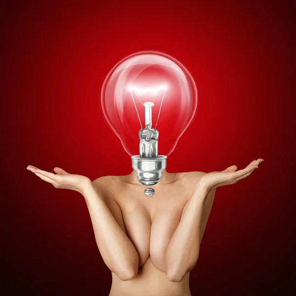 Lámpara cabeza hermosa mujer desnuda —  Fotos de Stock