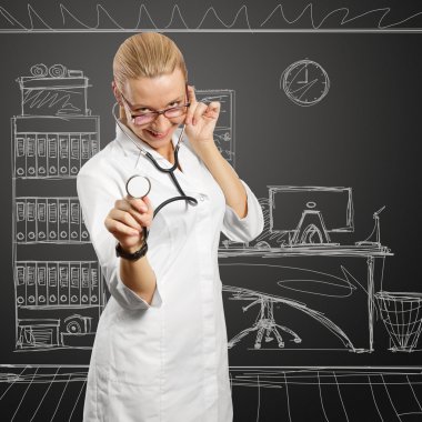 Young doctor woman with stethoscope