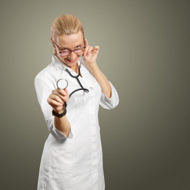 Young doctor woman with stethoscope