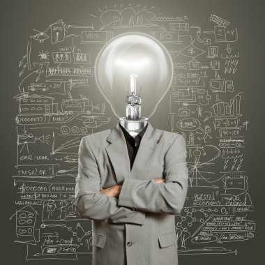 Lamp head businessman clipart