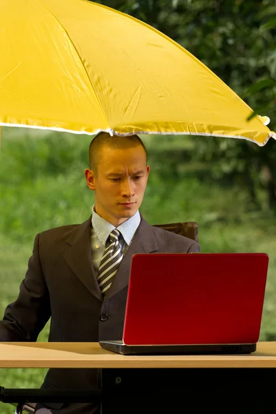 stock image Businessman with umbrella