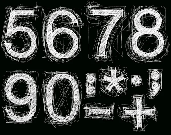 Σκίτσο γράμματα και οι αριθμοί με μολύβι νέες — Φωτογραφία Αρχείου