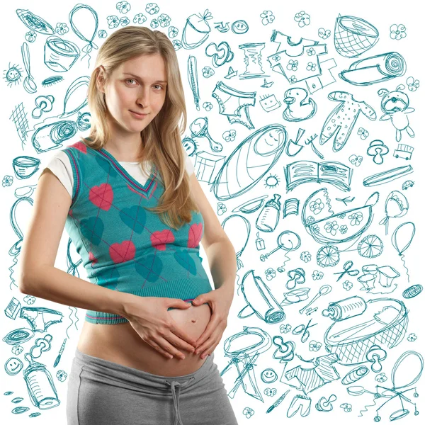 Tenera femmina incinta con cuore — Foto Stock