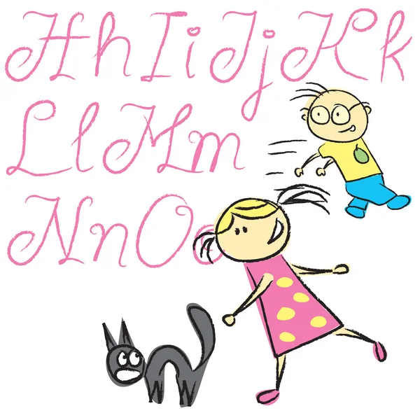 Діти каліграфічні букви 02 — стоковий вектор